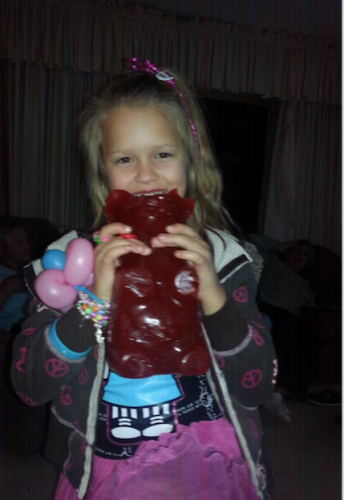Girl eating gummy bear