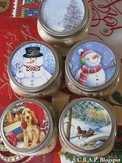 old-christmas-cards-canning-jar-toppers
