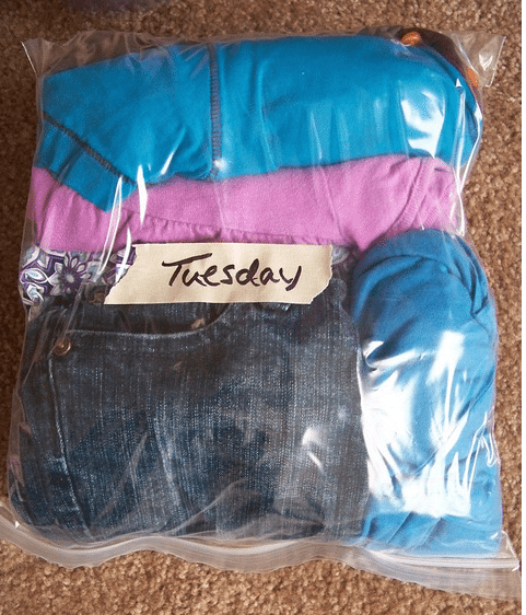 Ziplock pack kids clothes