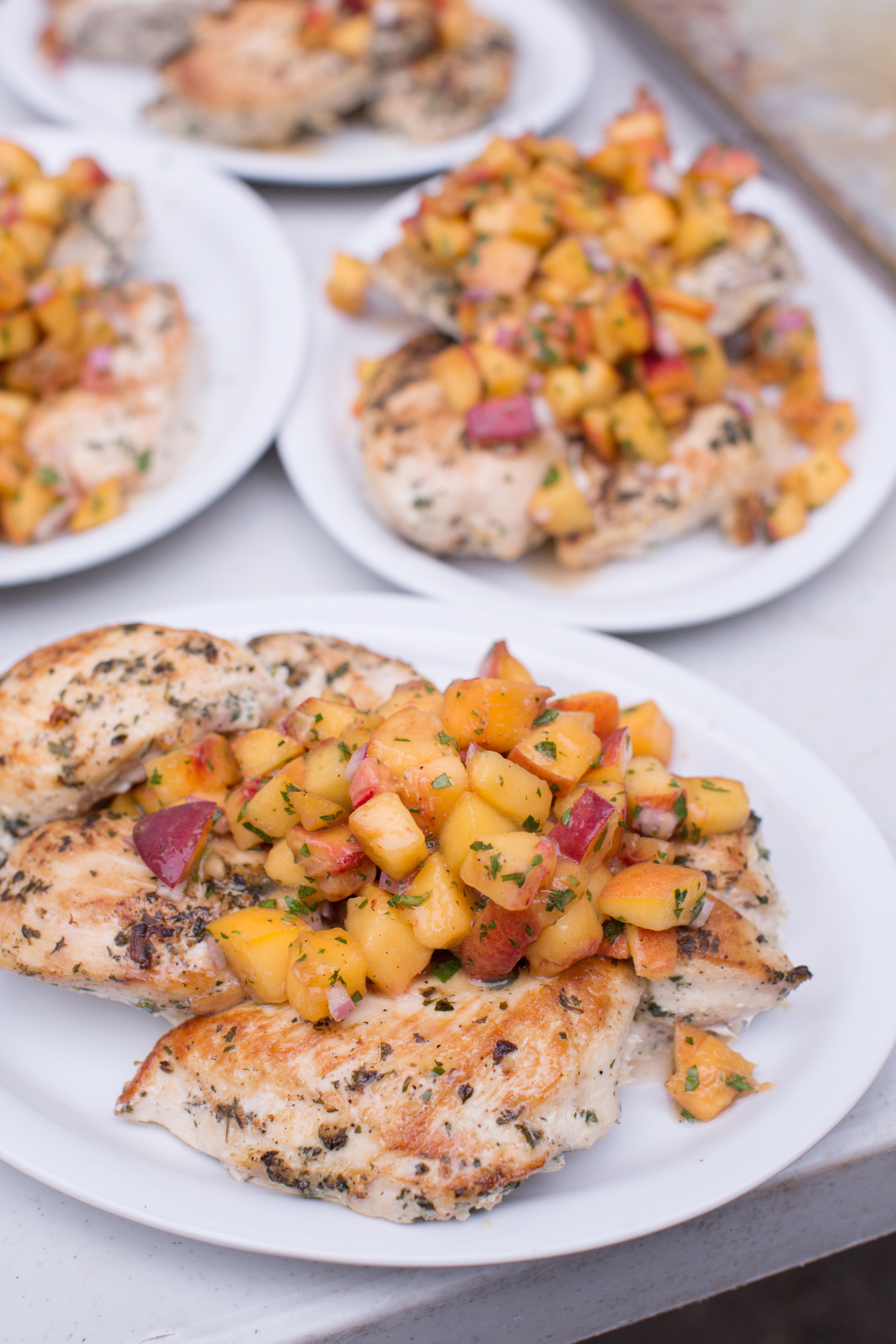 Organic Chicken Breasts Topped with Peaches