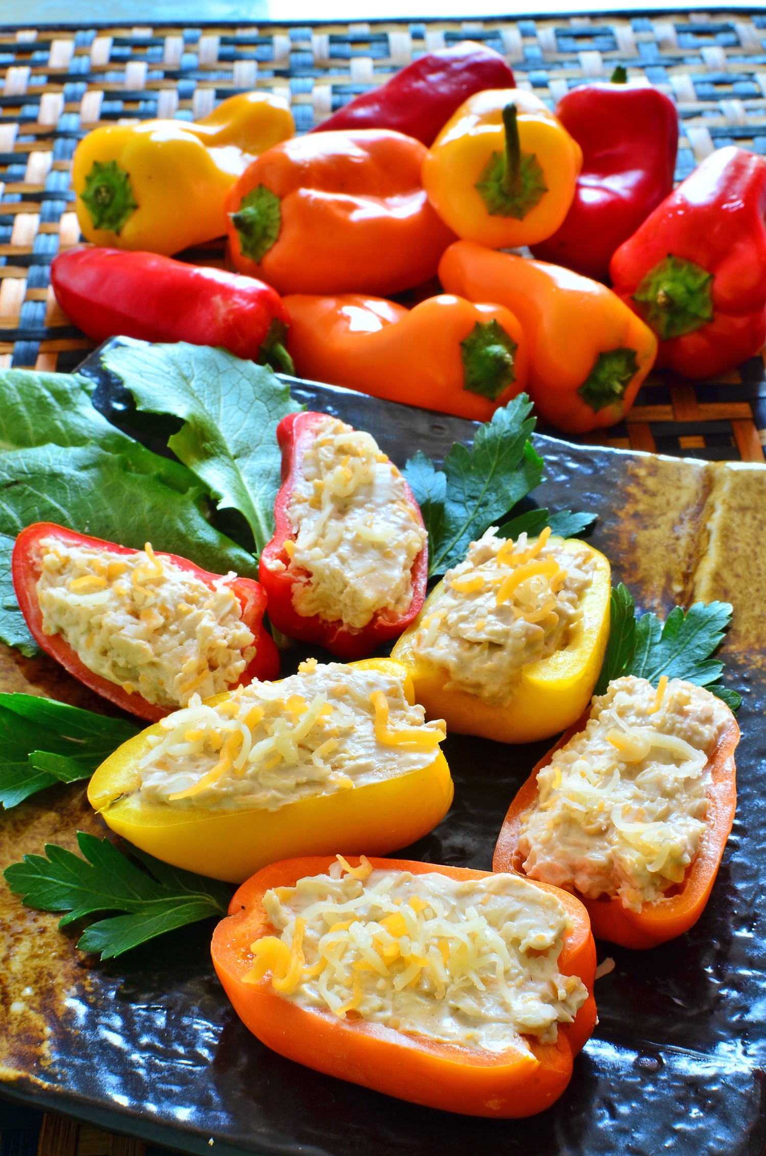 Mini bell peppers stuffed with cheese