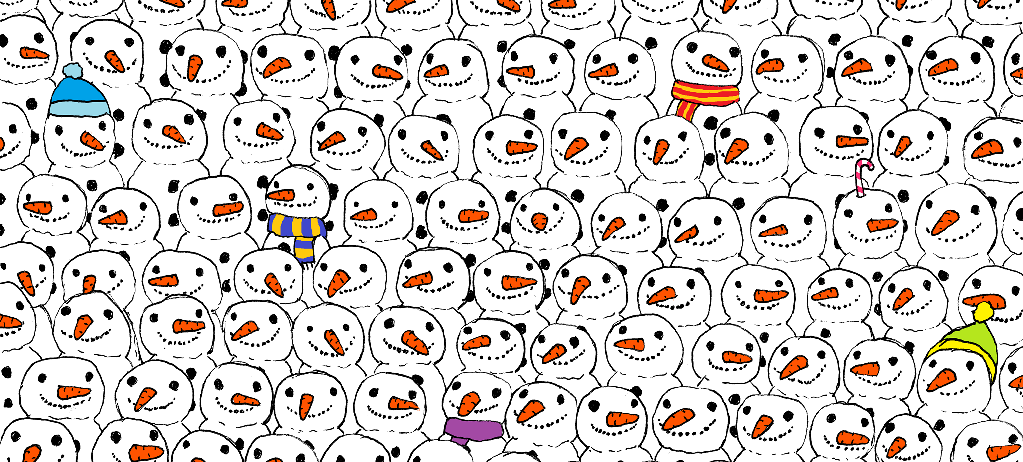 Find the panda among the snowmen puzzle