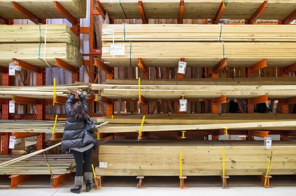 Customer buying lumber at Home Depot