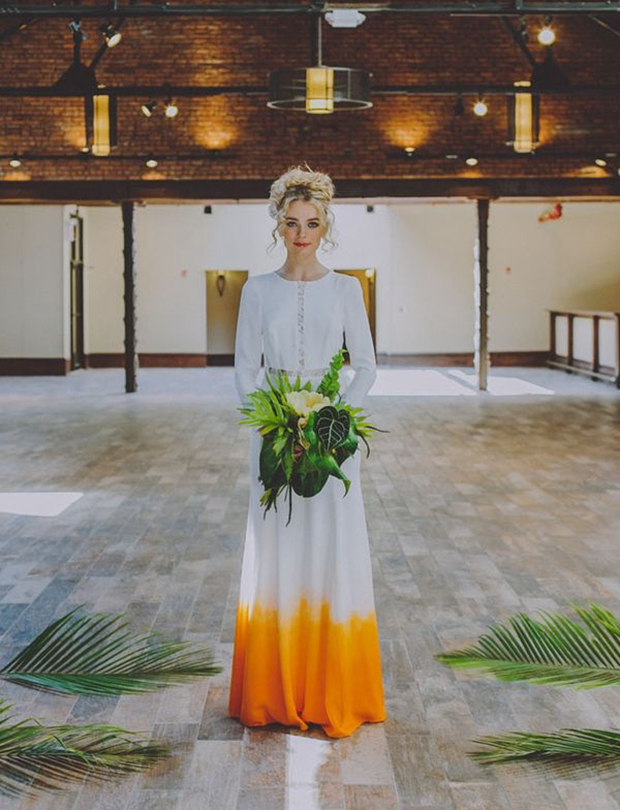 tropical-orange-dip-dye-wedding-dress