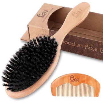  BLACK EGG Boar Bristle Hair Brush for Women