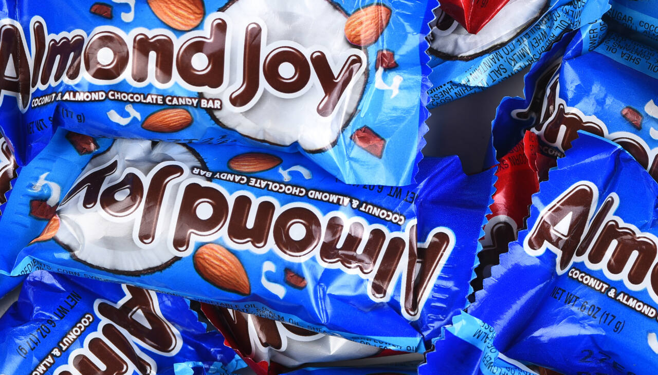 Almond Joy candies in a pile