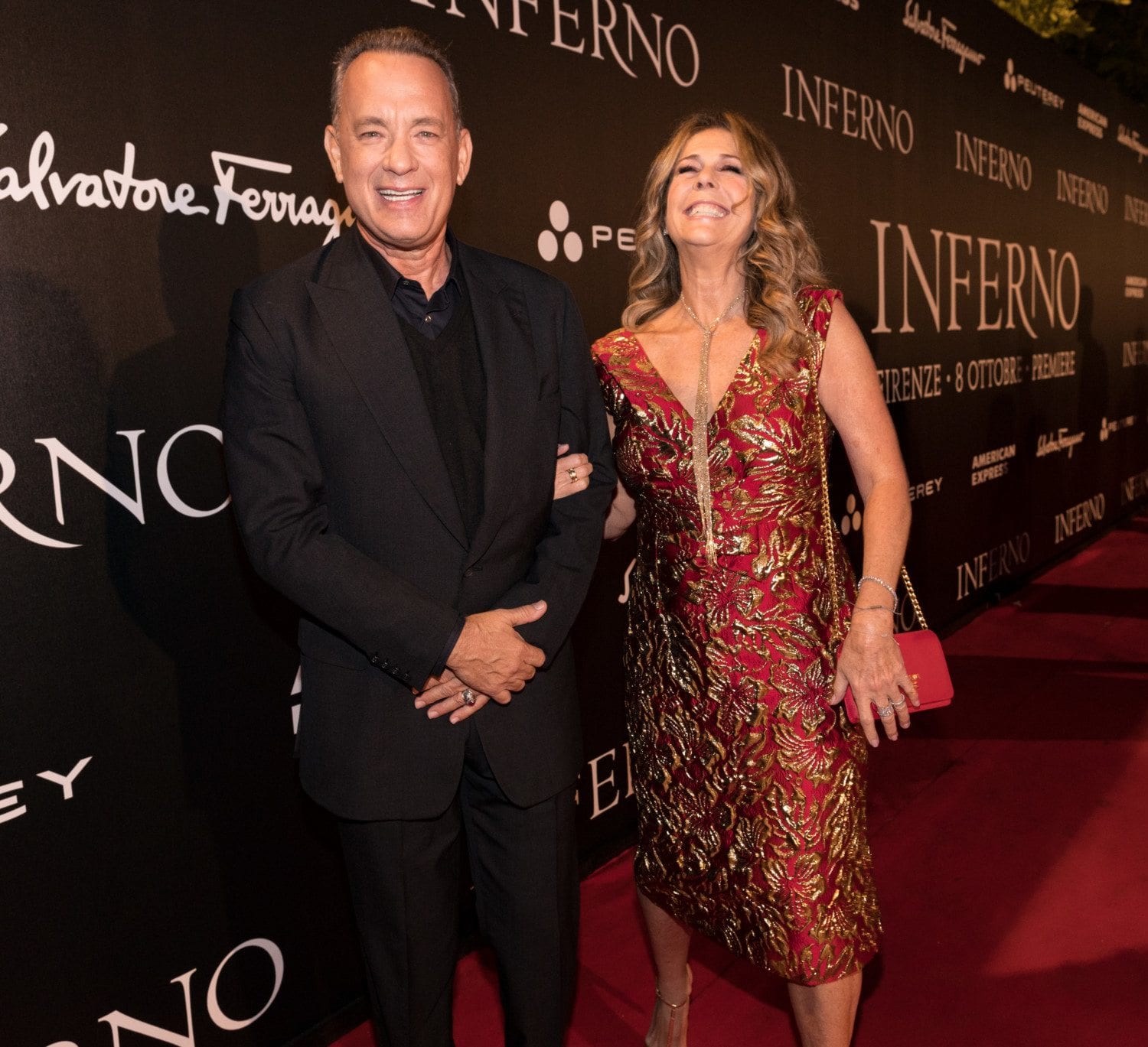 FLORENCE, ITALY - OCTOBER 08: (L-R) Tom Hanks and Rita Wilson attend the INFERNO World Premiere Red Carpet at the Opera di Firenze on October 8, 2016 in Florence, Italy. (Photo by Christopher Polk/Getty Images for Sony Pictures Entertainment)