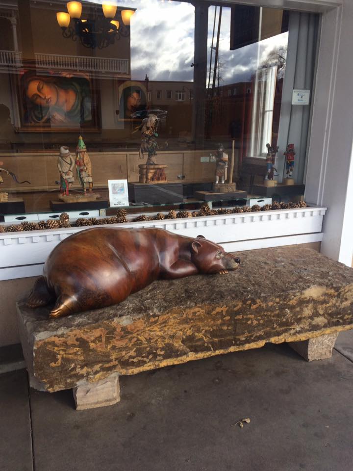 An adorable otter bench outside Manitou Galleries in Santa Fe, N.M.