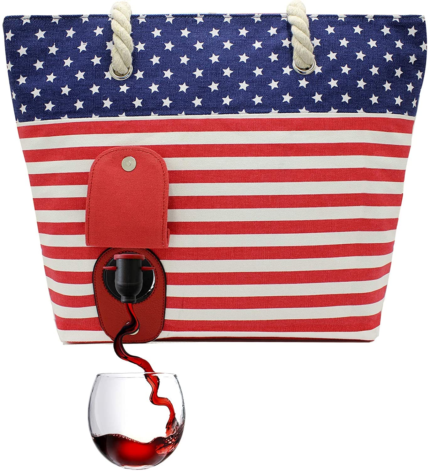 PortoVino wine tote in American flag pattern