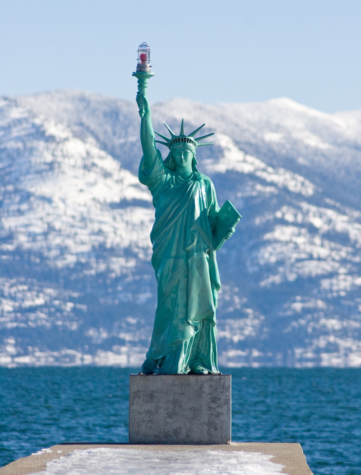 Sandpoint, Idaho has a Statue of Liberty replica