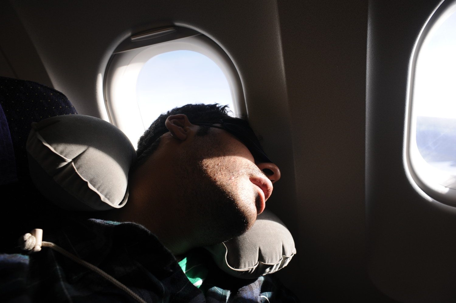 asleep on plane photo