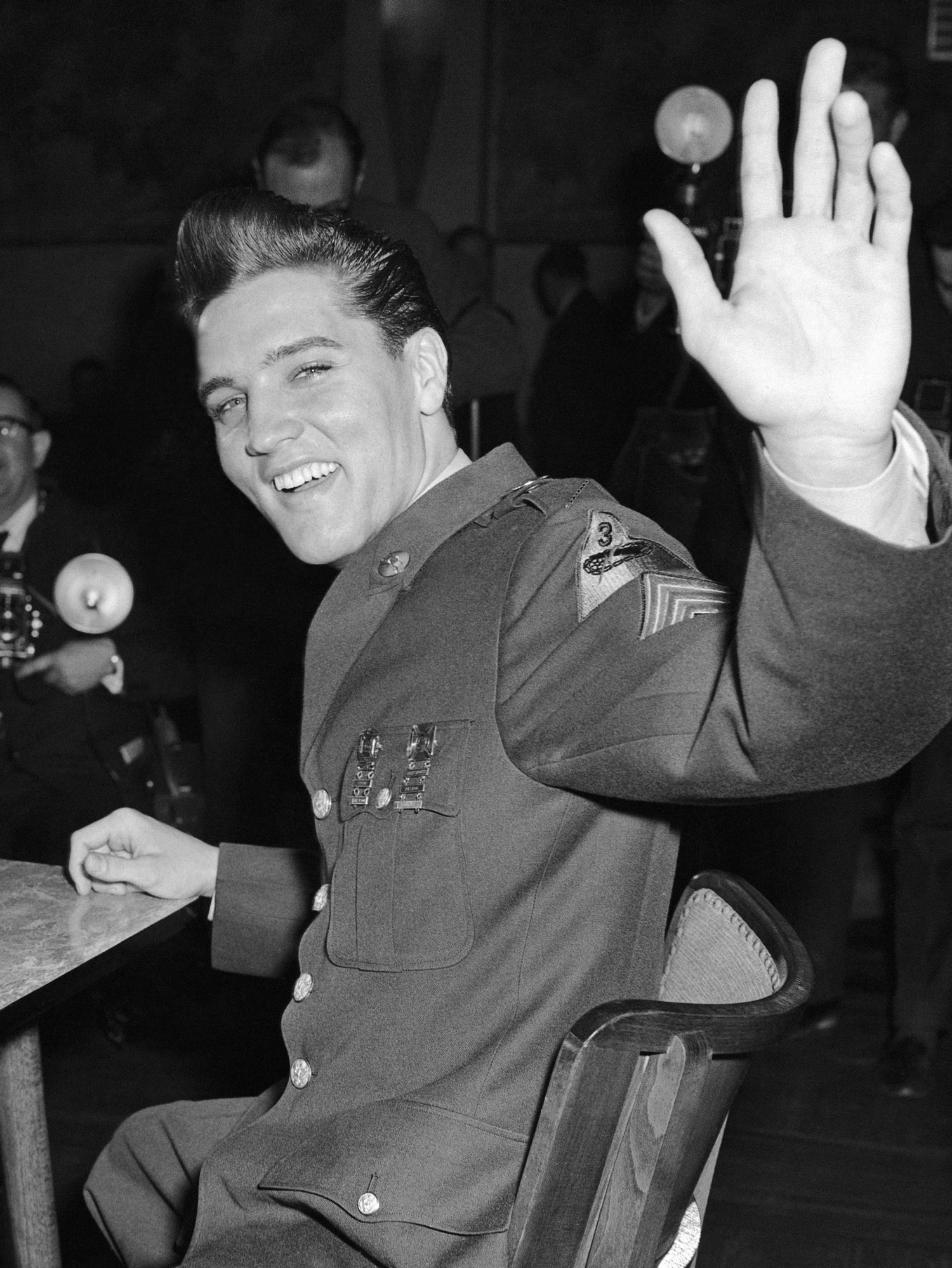 Elvis Presley in army uniform in 1960