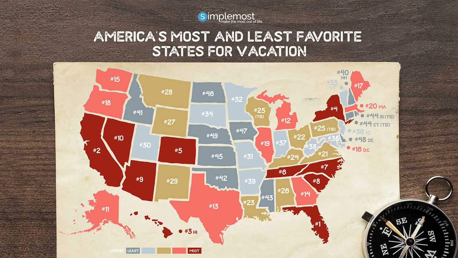 state with least tourism