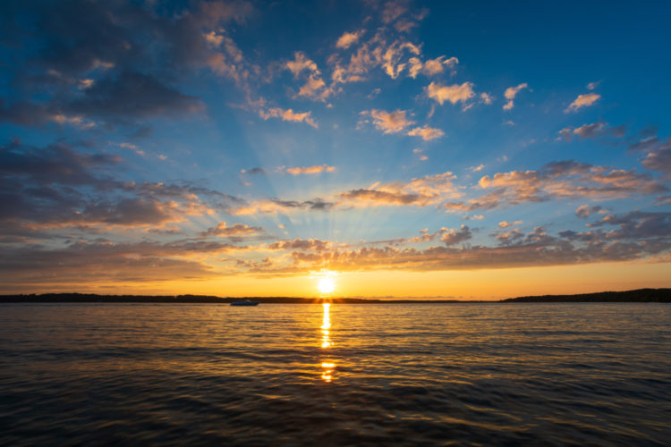 A sunset over Torch Lake in Michigan