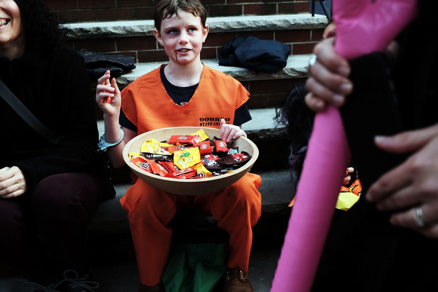Children Trick Or Treat In Brooklyn On Halloween