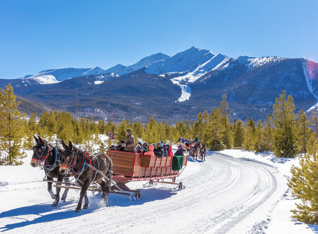 sleigh ride through colorado mountains