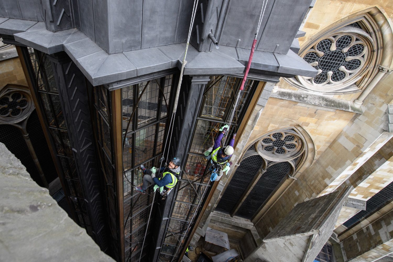 Window Cleaning Takes Place At The New Triforium At Westminster Abbey