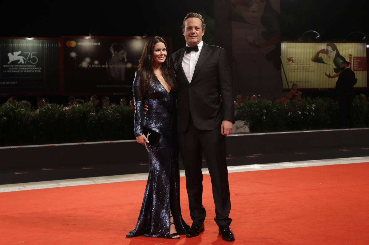 Actor Vince Vaughn and Kyla Weber pose on red carpet