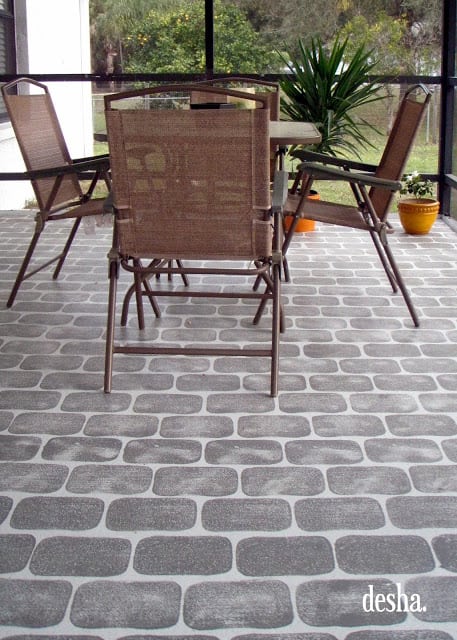 Patio With Spray Paint, How To Paint Faux Stone Floor
