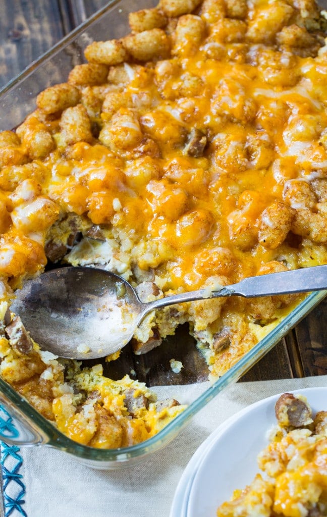 Cheesy Hot Dog Tater Tot Casserole - Spicy Southern Kitchen