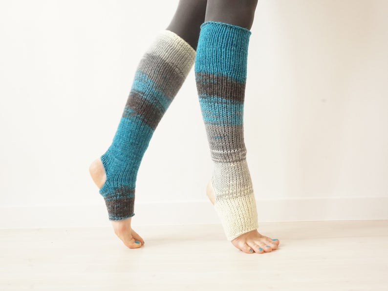 Yoga legwarmers tall flip-flop socks knitted