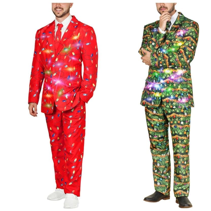 Men’s CHRISTMAS PARTY 3 Piece Suit Set With Flashing LED Lights NIB L,XlL,XXL 