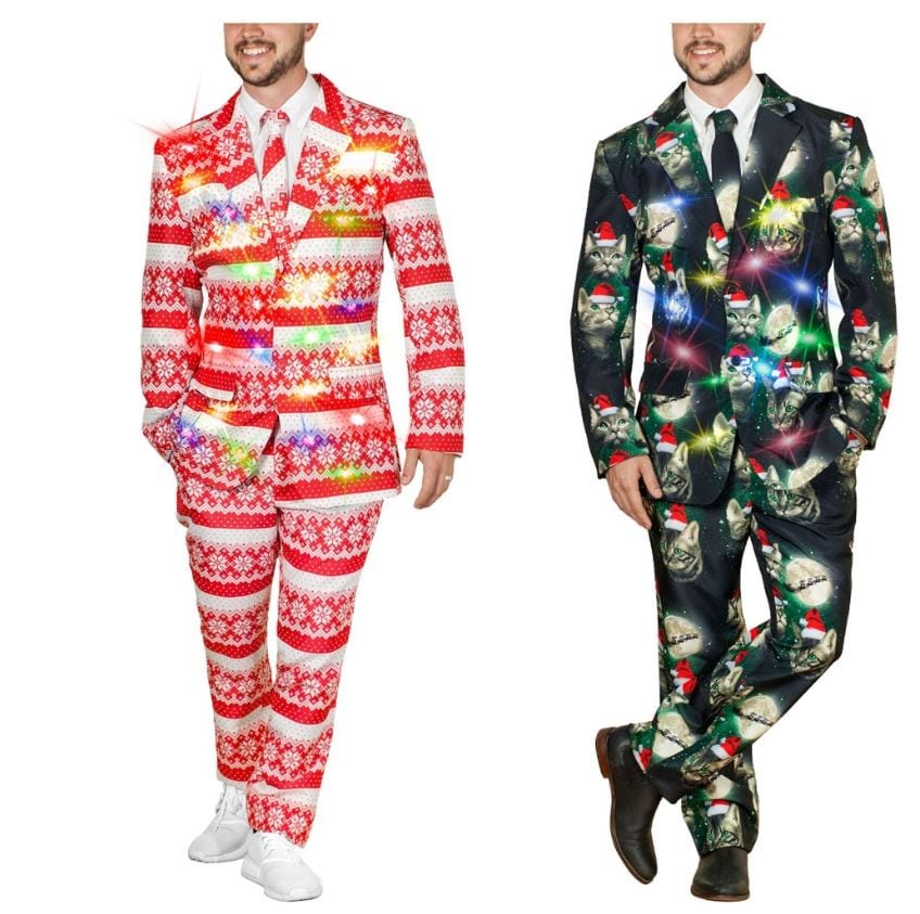 Men’s CHRISTMAS PARTY 3 Piece Suit Set With Flashing LED Lights NIB L,XlL,XXL 