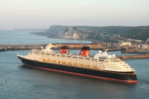 'Disney Magic' Cruise Ship Passes The White Cliffs Of Dover England