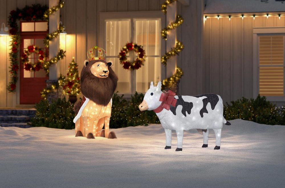 A Light Up Christmas Cow Decoration At Home Depot Simplemost - Christmas Yard Decorations Home Depot