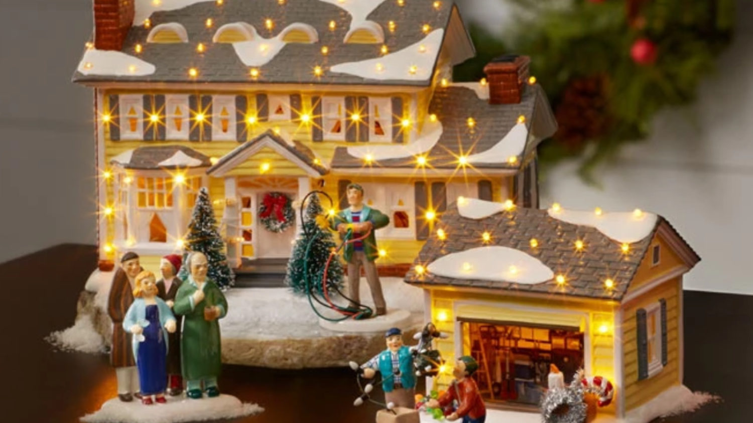 Christmas Vacation Village Decoration Holiday House Lighted Building Celebrating Holidays Xmas Resin Ornaments Snow The Griswold Holiday Garage Lit Building Gifts Decorations 