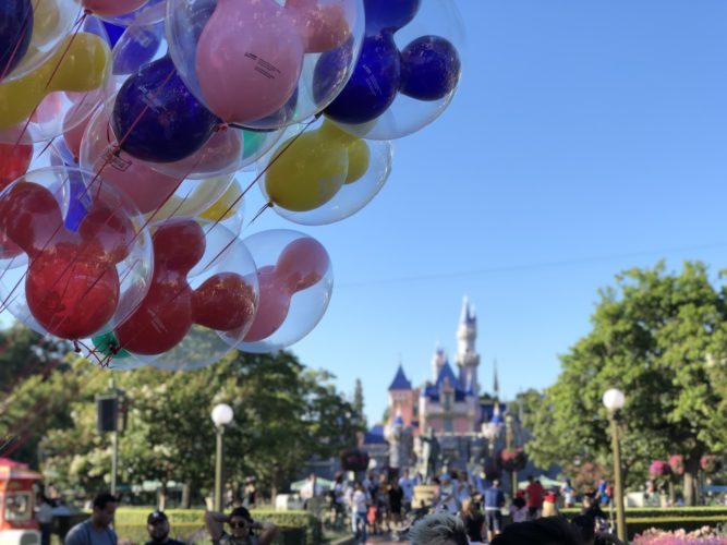 Disneyland in California with Mickey balloons