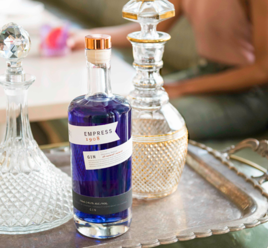 Empress purple gin and decanters