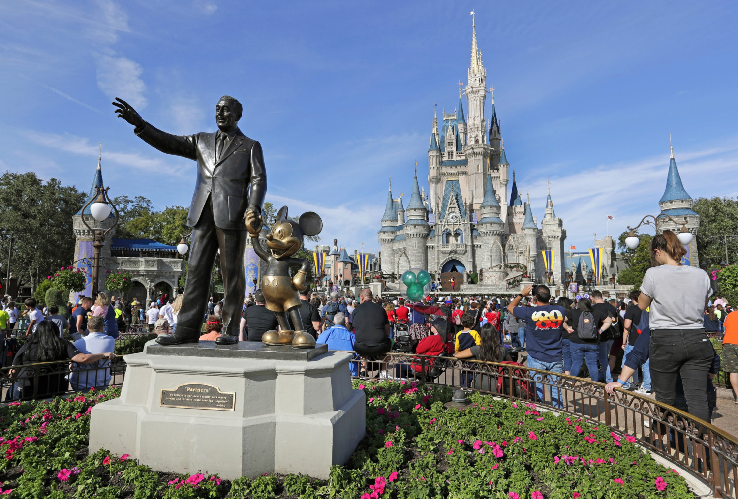 Walt Disney's statue at Disney World's Magic Kingdom
