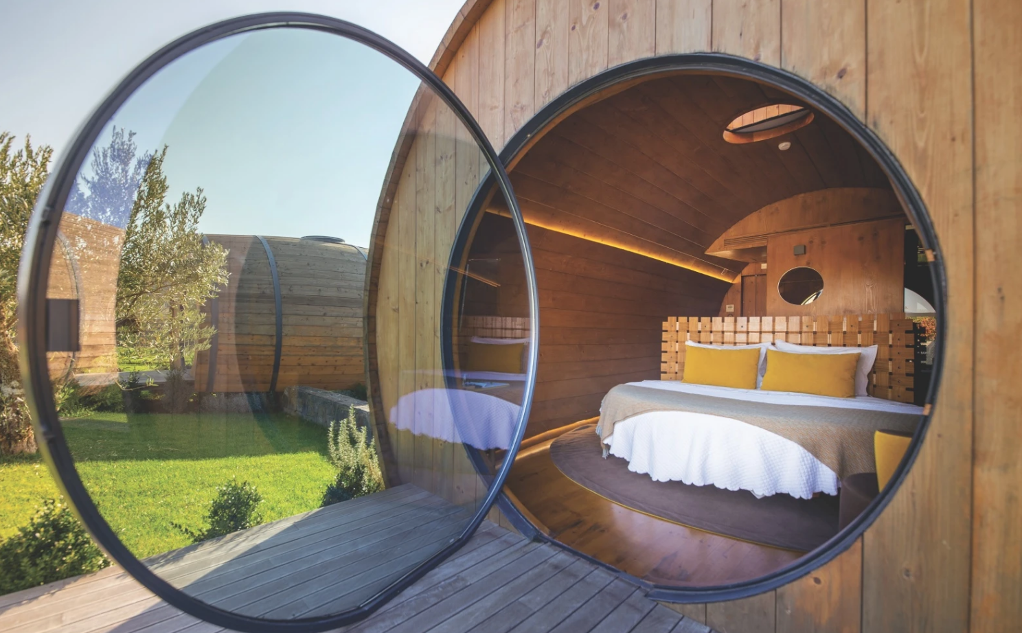 Spend the night in a giant wine barrel at this gorgeous vineyard