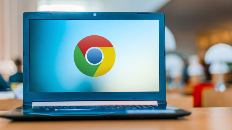 Laptop showing Google Chrome browser logo