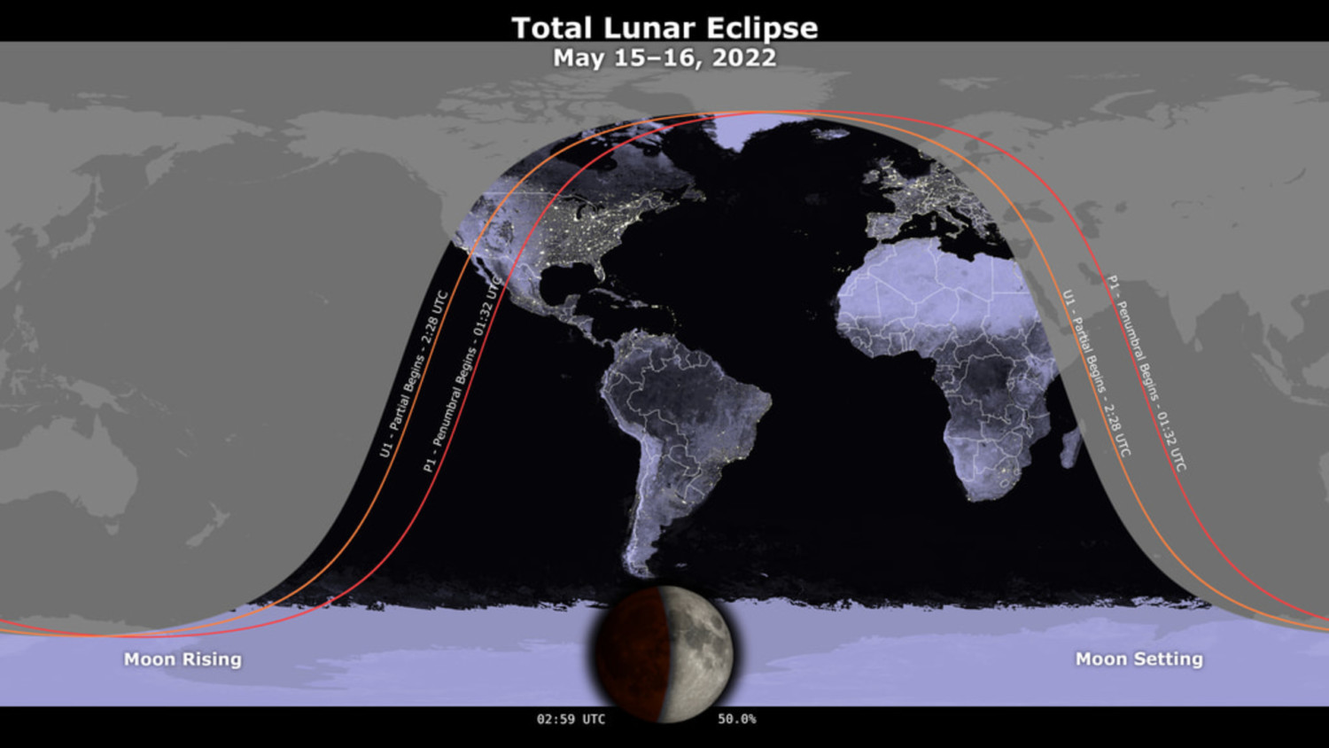 May 2022 Lunar Eclipse Visibility Map