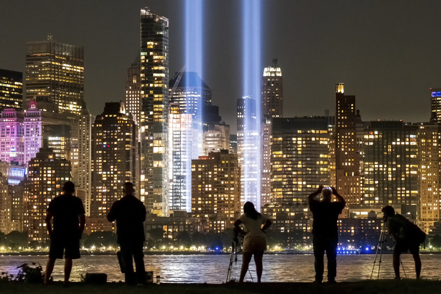 9/11 tribute lights in New York on Sept. 11, 2019.