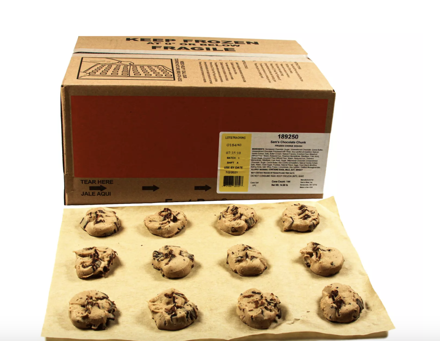 Sam's Club is selling huge cases of ready-to-bake frozen cookie dough