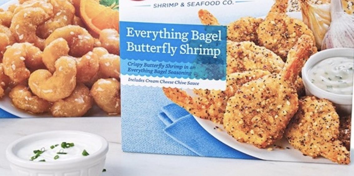 'Everything Bagel' shrimp comes with cream cheese dipping sauce
