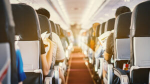 Passenger seats in airplane