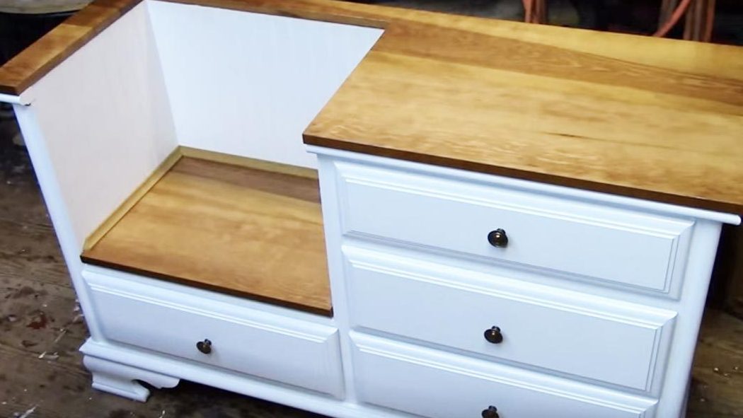 Old Dresser Into Bench For Entryway, What Can You Do With Old Dressers