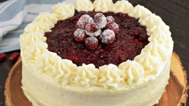 white cake with cranberry filling