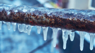 Freezing pipes outside with icicles
