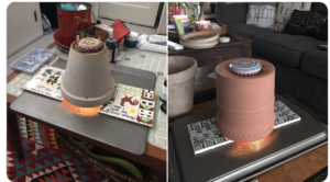 Clay flower pot heaters with candle