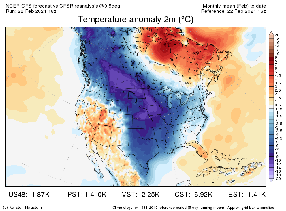 Temperature anomaly map