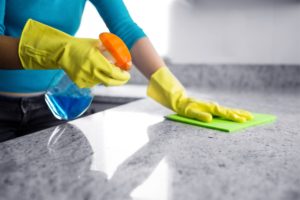 Cleaning, disinfecting or sanitizing counter