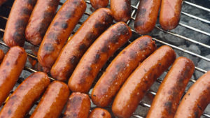 Hot Dogs on Charcoal Grill