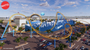 Mattel Adventure Park mock-up with Hot Wheels roller coaster