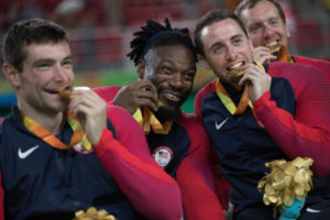 US Paralympic wheelchair basketball players celebrate gold in Rio