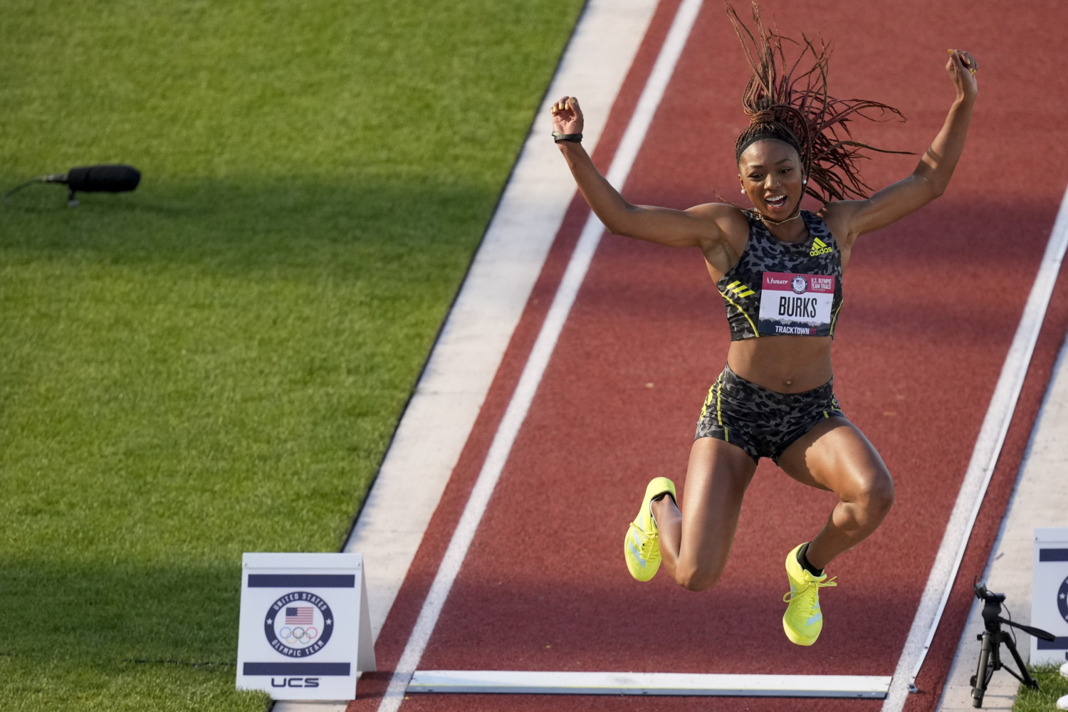 Quanesha Burks competes in long jump at U.S. Olympic Trials.